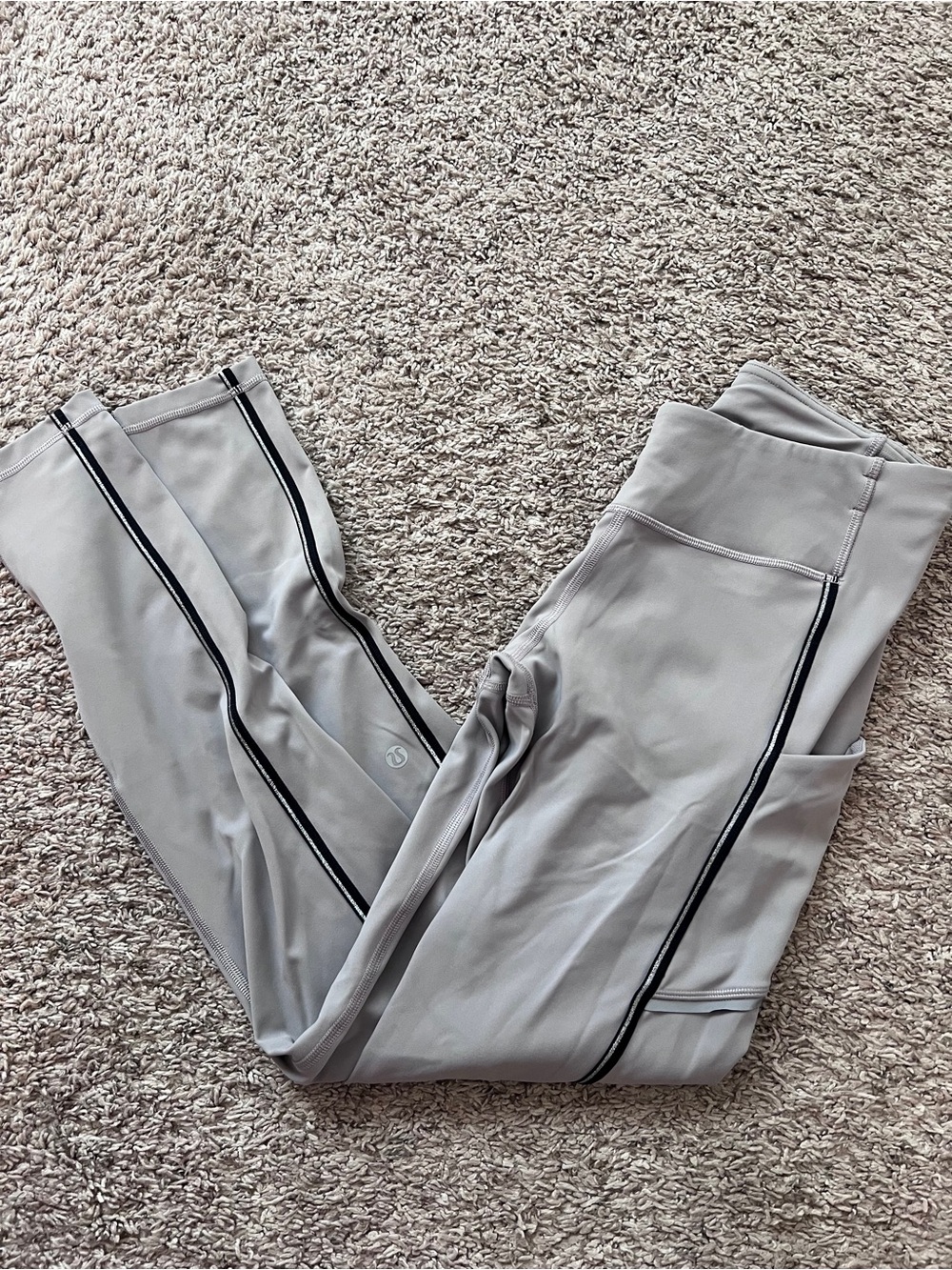 lululemon athletica Light Gray Leggings with Black Stripe